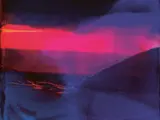 Composition abstraite aux dégradés de bleu, violet et rose, évoquant une atmosphère nocturne.